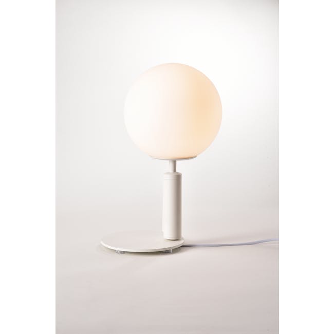 Hilda Table Lamp - White - 2 - Modern minimalist lamp, spherical shade, white color, sleek design, contemporary style, soft