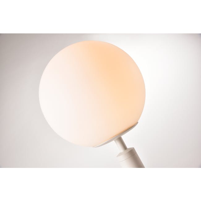 Hilda Table Lamp - White - 3 - Soft, rounded lamp with beige shade, minimalist design, modern aesthetic, elegant simplicity