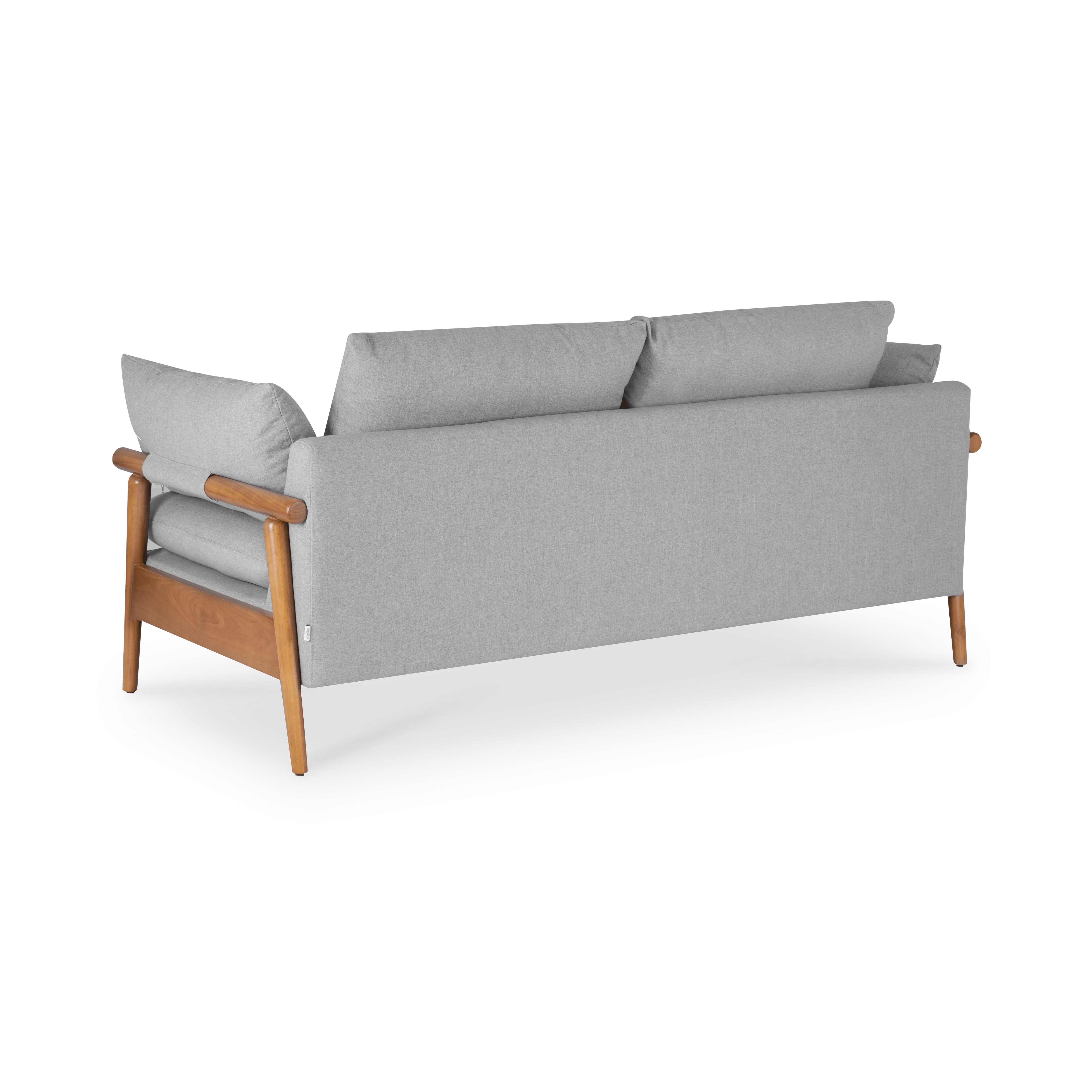 Astrid 3 Seater Sofa with Astrid 2 Seater Sofa - Slate - 17 - Grey upholstered sofa with wooden armrests and footrests