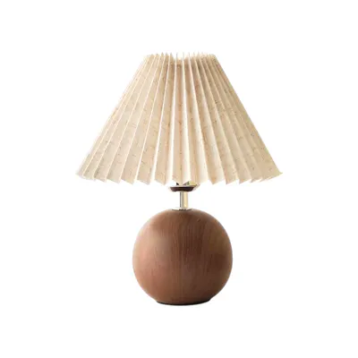 Tavian Pleated Table Lamp - Walnut