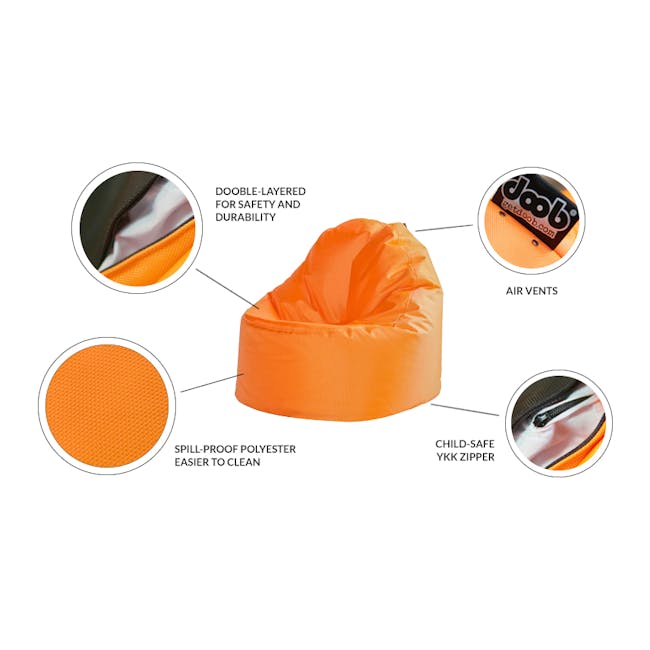 Doob Oomph Water-Repellent Bean Bag Chair - Apricot Crush (2 Sizes) - 13 - DOORBLOCK LAYERED for safety and durability