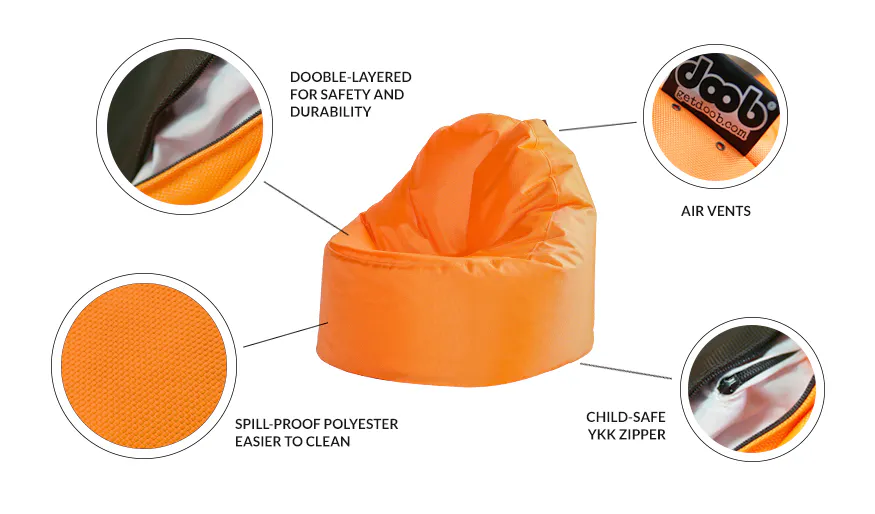 Doob Oomph Water-Repellent Bean Bag Chair - Sage Green (2 Sizes) - 14 - DOORBLOCK LAYERED for safety and durability