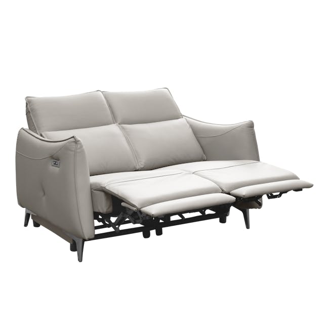 Cole 2 Seater Recliner Sofa - Warm Grey (Genuine Cowhide + Faux Leather) - 0