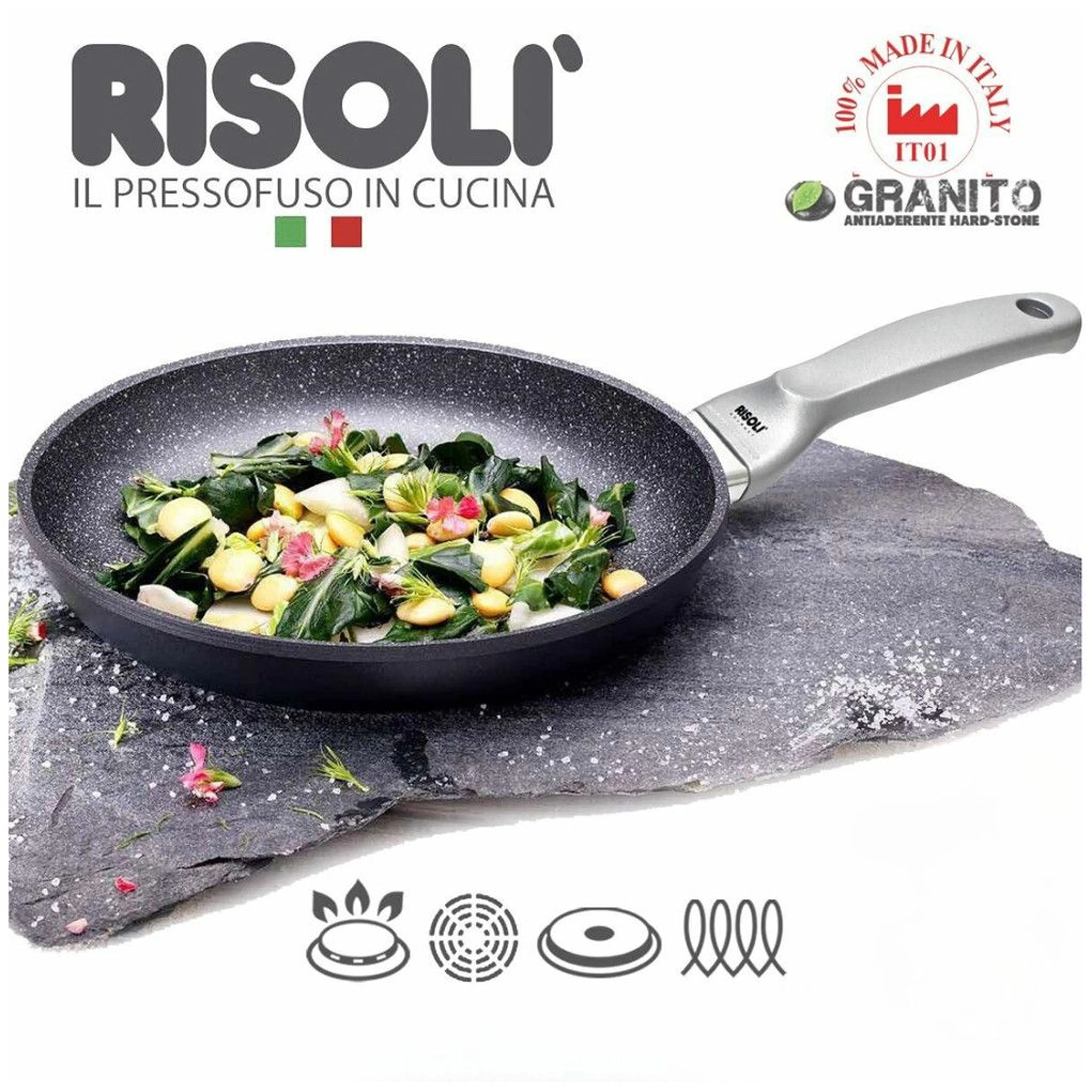 Risoli Frying Pan Premium Induction Granito Hardstone (3 Sizes) *Free Kitchen Tools Set* - 9