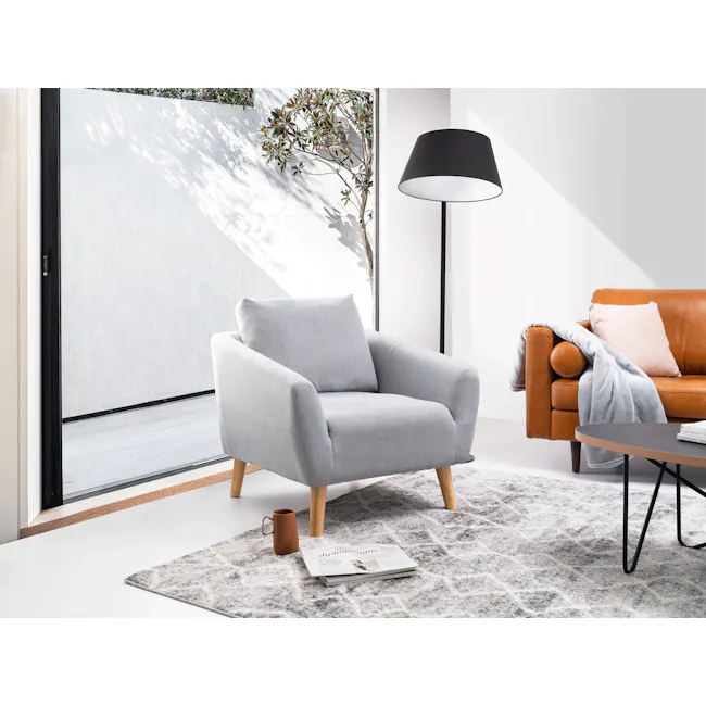 Hana 3 Seater Sofa with Hana Armchair - Light Grey - 22