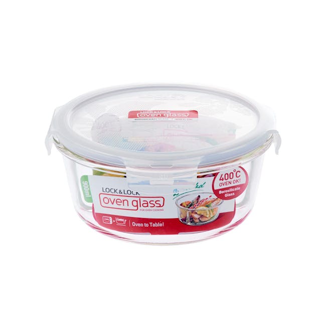 LocknLock Euro Round Oven Glass Food Container 900ml - 0