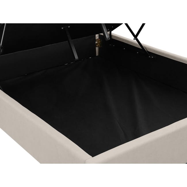Nolan King Storage Bed - Oatmeal - 8 - Sleek, modern foldable bed frame, Black and beige color scheme, Minimalist design