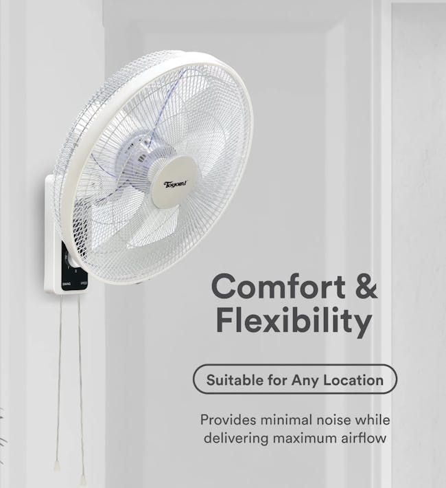 Toyomi 16" Wall Fan with Pull String FW 4517 - 5