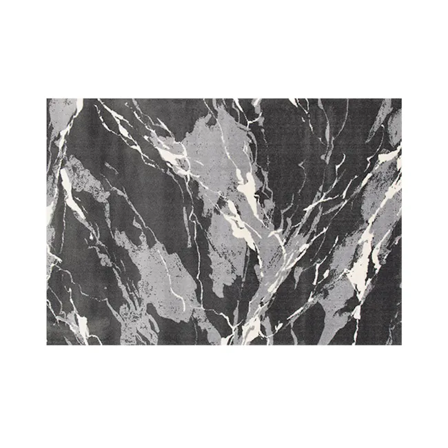 Play High Pile Rug - Black Marble (2 Sizes) - 1 - Marble texture, abstract design, black and white contrast, fluid lines