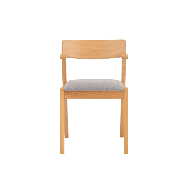 Imogen Dining Chair - Natural, Dolphin Grey (Fabric) - 4 - Light wooden chair, minimalist design, light brown finish, simple