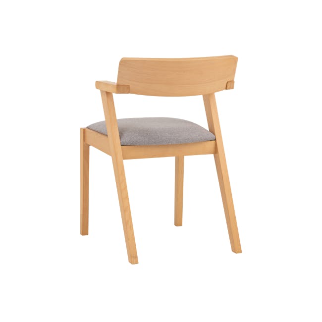 Imogen Dining Chair - Natural, Dolphin Grey (Fabric) - 2 - Light wooden chair, light wood finish, simple design, gray