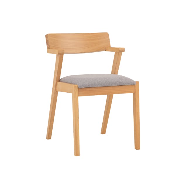 Imogen Dining Chair - Natural, Dolphin Grey (Fabric) - 1 - Light wooden chair, minimalist design, natural wood finish
