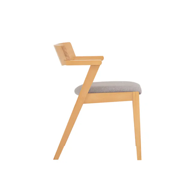 Roden Dining Table 1.8m in Natural with 4 Imogen Dining Chair in Natural, Dolphin Grey (Fabric) - 26 - Wooden chair with