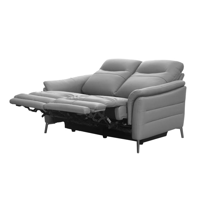 (As-is) Oskar 2 Seater Recliner Sofa - Flint Grey (Genuine Cowhide + Faux Leather) - 0