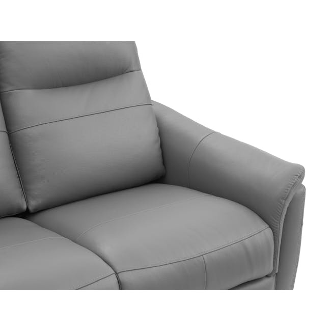Oskar 2 Seater Recliner Sofa - Flint Grey (Genuine Cowhide + Faux Leather) - 10