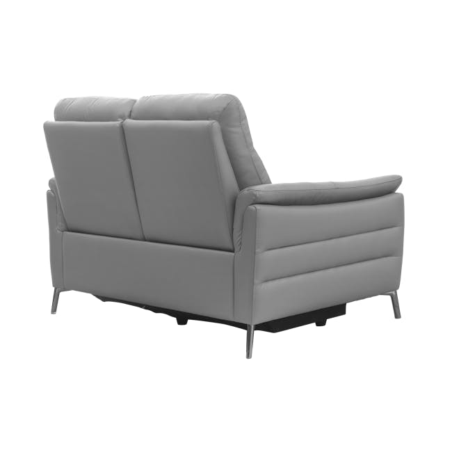 Oskar 2 Seater Recliner Sofa - Flint Grey (Genuine Cowhide + Faux Leather) - 9