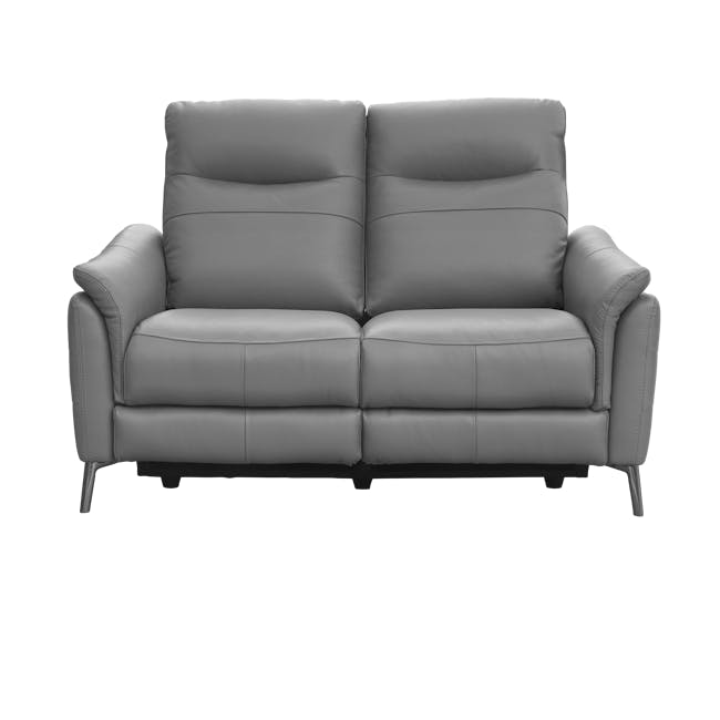 Oskar 3 Seater Incliner Sofa with Oskar 2 Seater Incliner Sofa - Flint Grey (Genuine Cowhide + Faux Leather) - 6