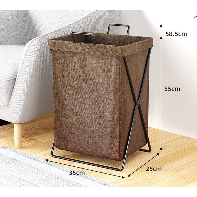 Nikki Laundry Basket - Brown - 10 - Brown woven laundry basket, 35 cm wide, 25 cm deep, 55 cm height, 5 cm total height, 30