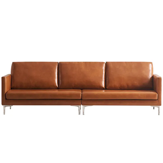 Leca 4 Seater Sofa - Camel (Faux Leather) - 1