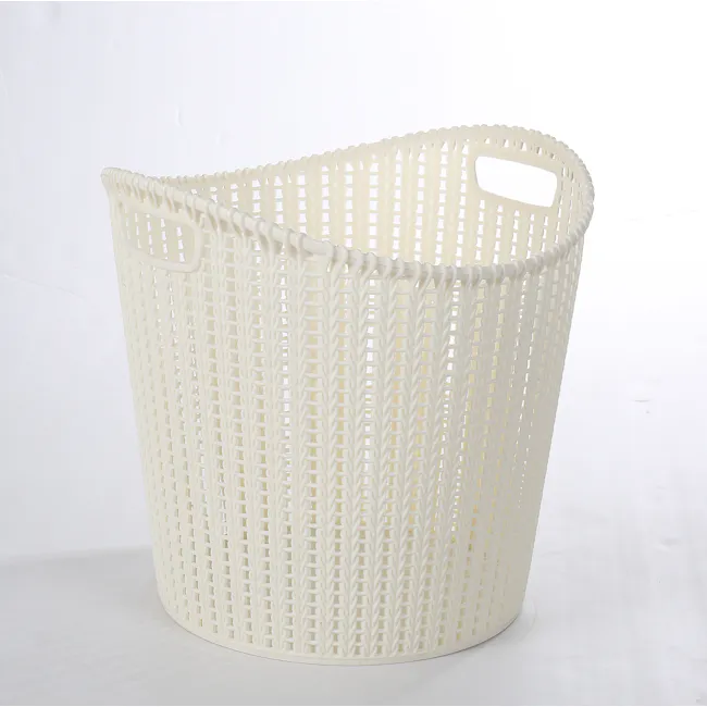 Alice Laundry Basket - White - 4 - White woven laundry basket, minimalist design, textured surface, cylindrical shape, open