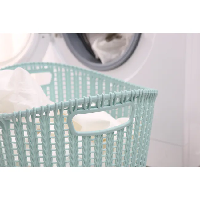 Alice Laundry Basket - White - 7 - laundry basket, laundry basket lid, light blue basket, white laundry, laundry basket