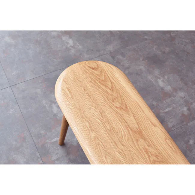 Felda Bench 1.4m - Oak - 5 - Wooden stool, minimalist design, natural wood finish, curved design, light brown color, smooth