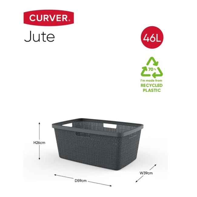 Jute Laundry Basket 46L - Grey - 4