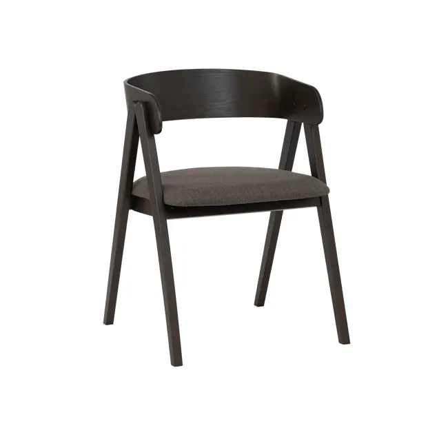Melda Dining Armchair - Chestnut - 1 - Dark wood chair, modern design, sleek lines, minimalist style, ergonomic cushion