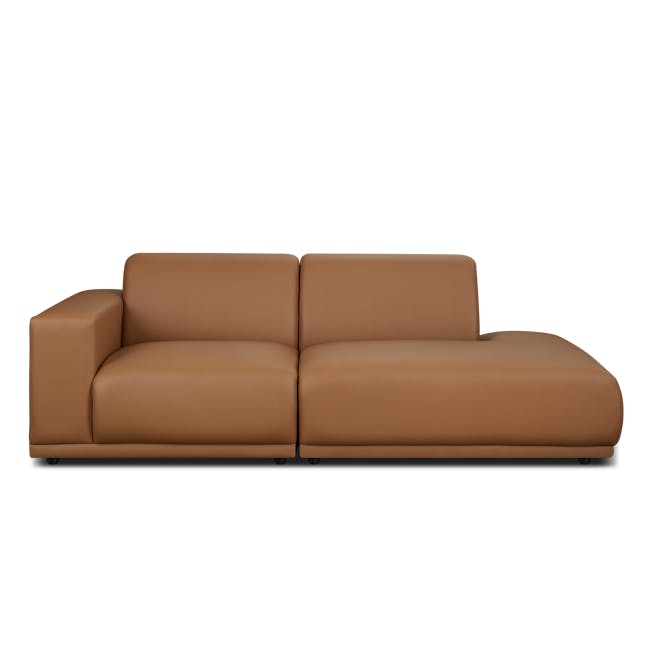 Milan 3 Seater Extended Sofa - Caramel Tan (Faux Leather) - 1 - Brown leather sofa, modern design, comfortable seating