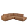 Milan 3 Seater Sofa with Ottoman - Caramel Tan (Faux Leather) - 10