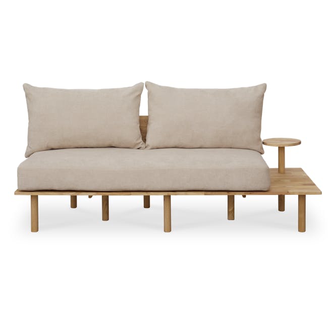Nara 2 Seater Sofa with Side Table - Beige - 9