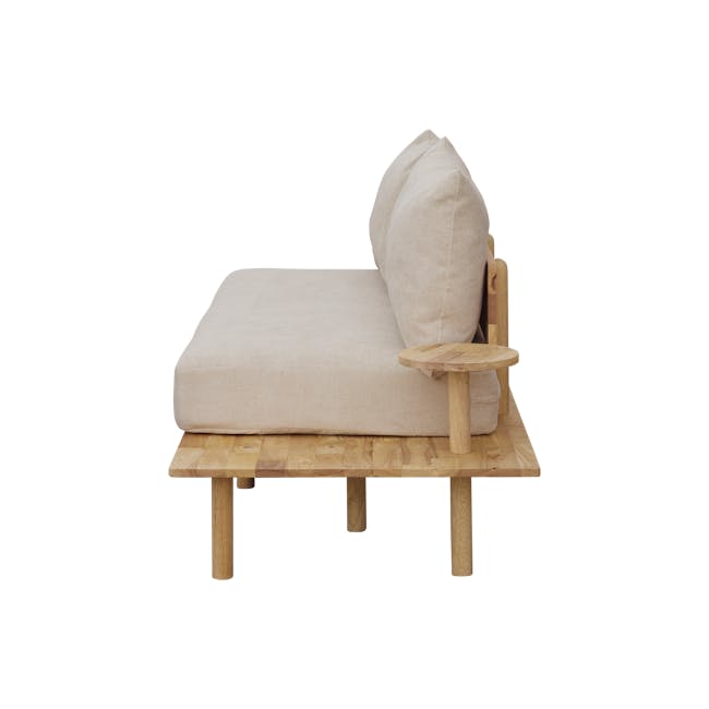 Nara L-Shape Sofa with Side Table - Beige - 5