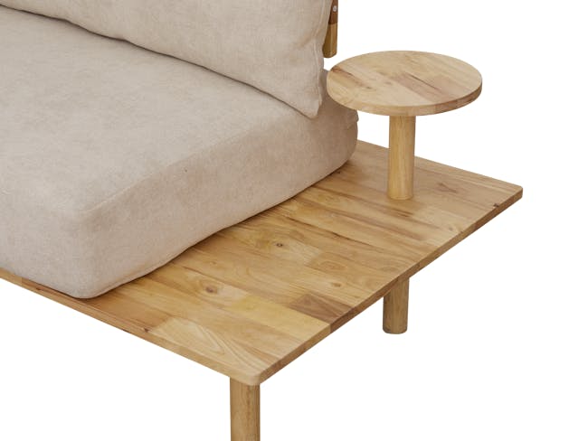 Nara L-Shape Sofa with Side Table - Beige - 7