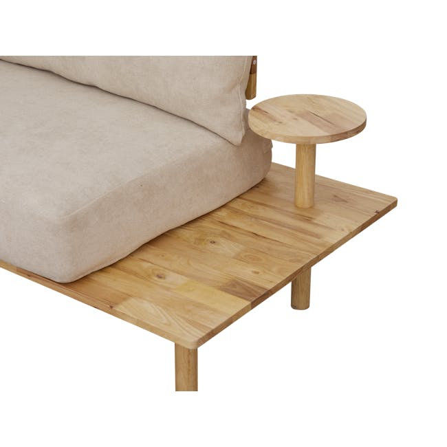 Nara L-Shape Sofa with Side Table - Beige - 7