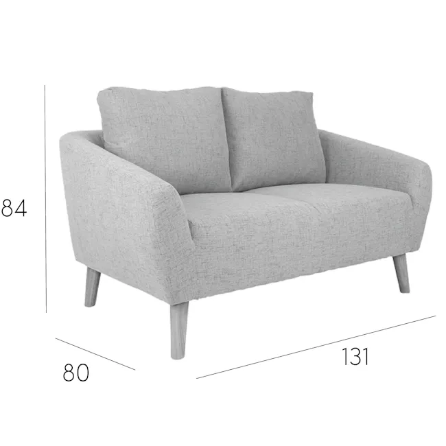 Hana 2 Seater Sofa with Hana Armchair - Light Grey - 25 - Modern gray sofa, 84 inches in height, 80 inches in width, 131