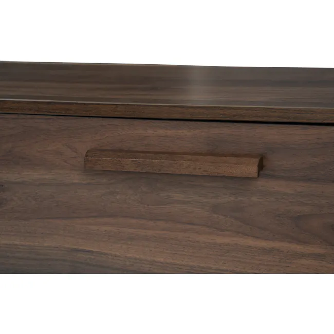Sandra Sideboard 1.5m - Walnut - 9 - Wooden drawer, dark wood finish, smooth surface, natural grain, polished texture