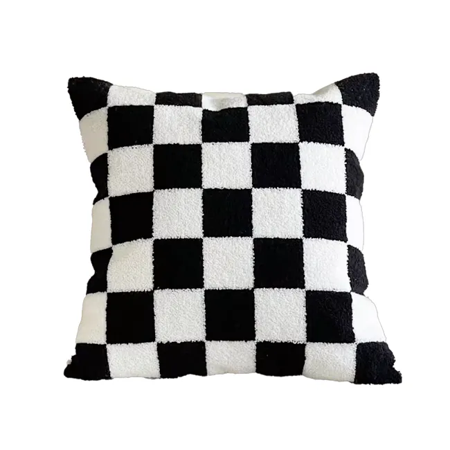 Checkered Cushion - Black - 1