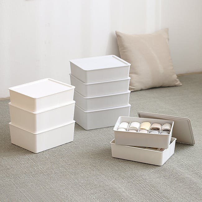 Paxton Compartment Box (Set of 3) - Light Grey - 4