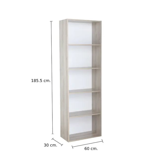 Hitoshi 5-Tier Bookshelf - Natural, White - 3