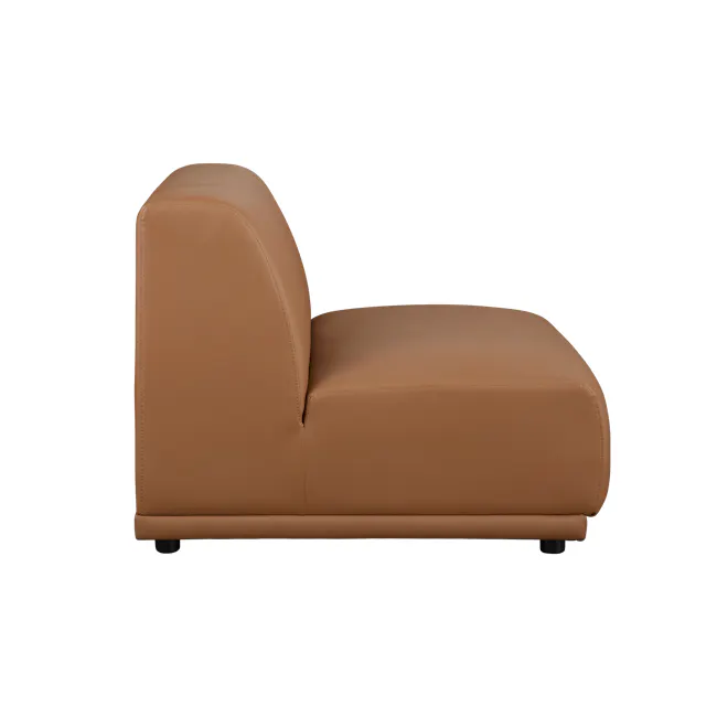 Milan Armless Unit - Caramel Tan (Faux Leather) - 9 - Leather sofa, brown leather, modern design, comfortable seating