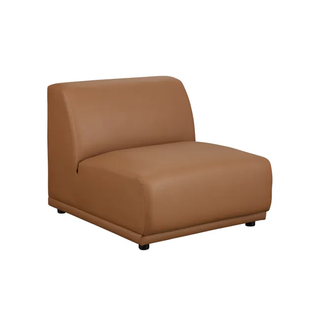Milan Armless Unit - Caramel Tan (Faux Leather) - 6 - Leather sofa, brown leather, modern design, comfortable seating
