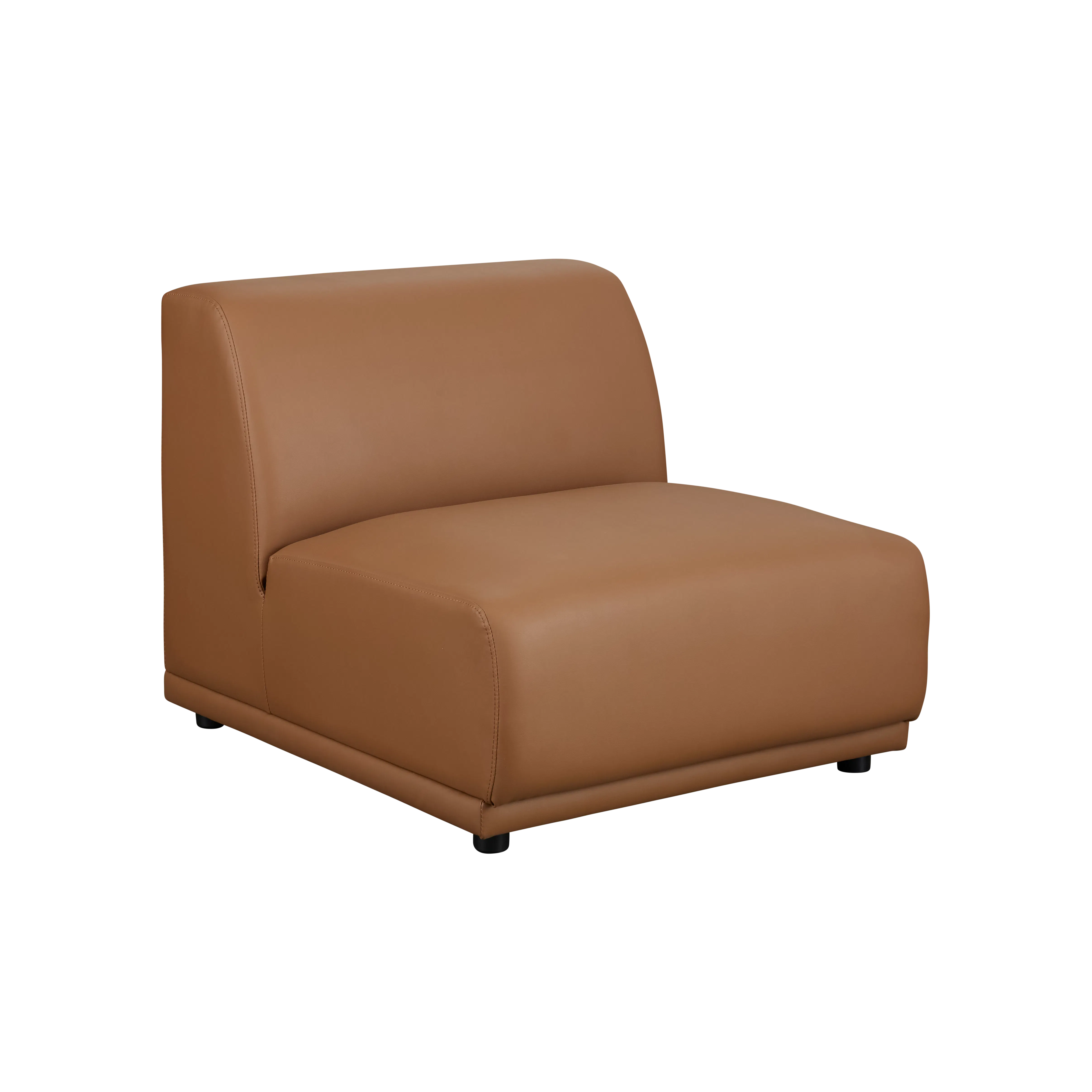 Milan 4 Seater Sofa - Caramel Tan (Faux Leather) - 17 - Leather sofa, brown leather, modern design, comfortable seating