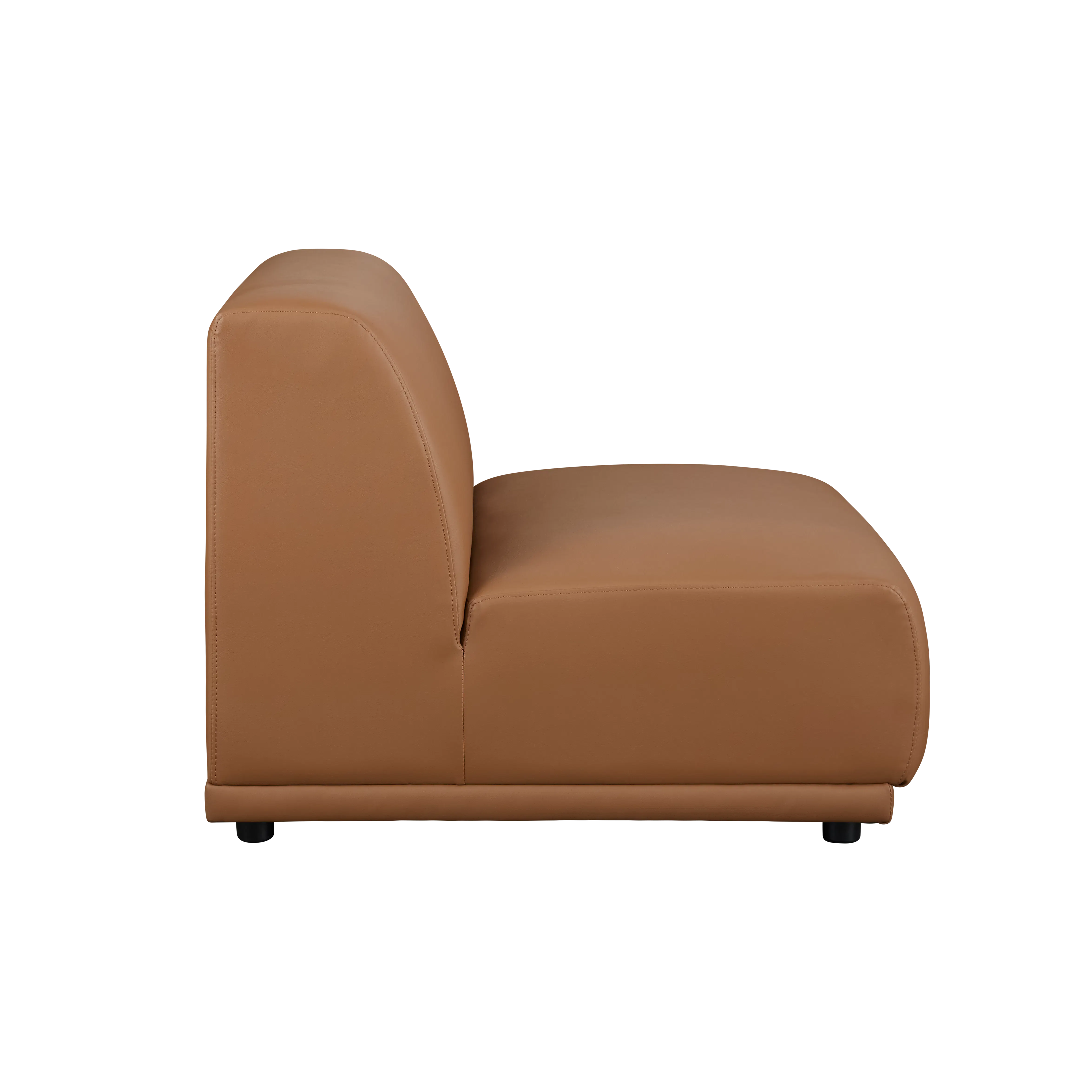 Milan 4 Seater Sofa - Caramel Tan (Faux Leather) - 19 - Leather sofa, brown leather, modern design, comfortable seating