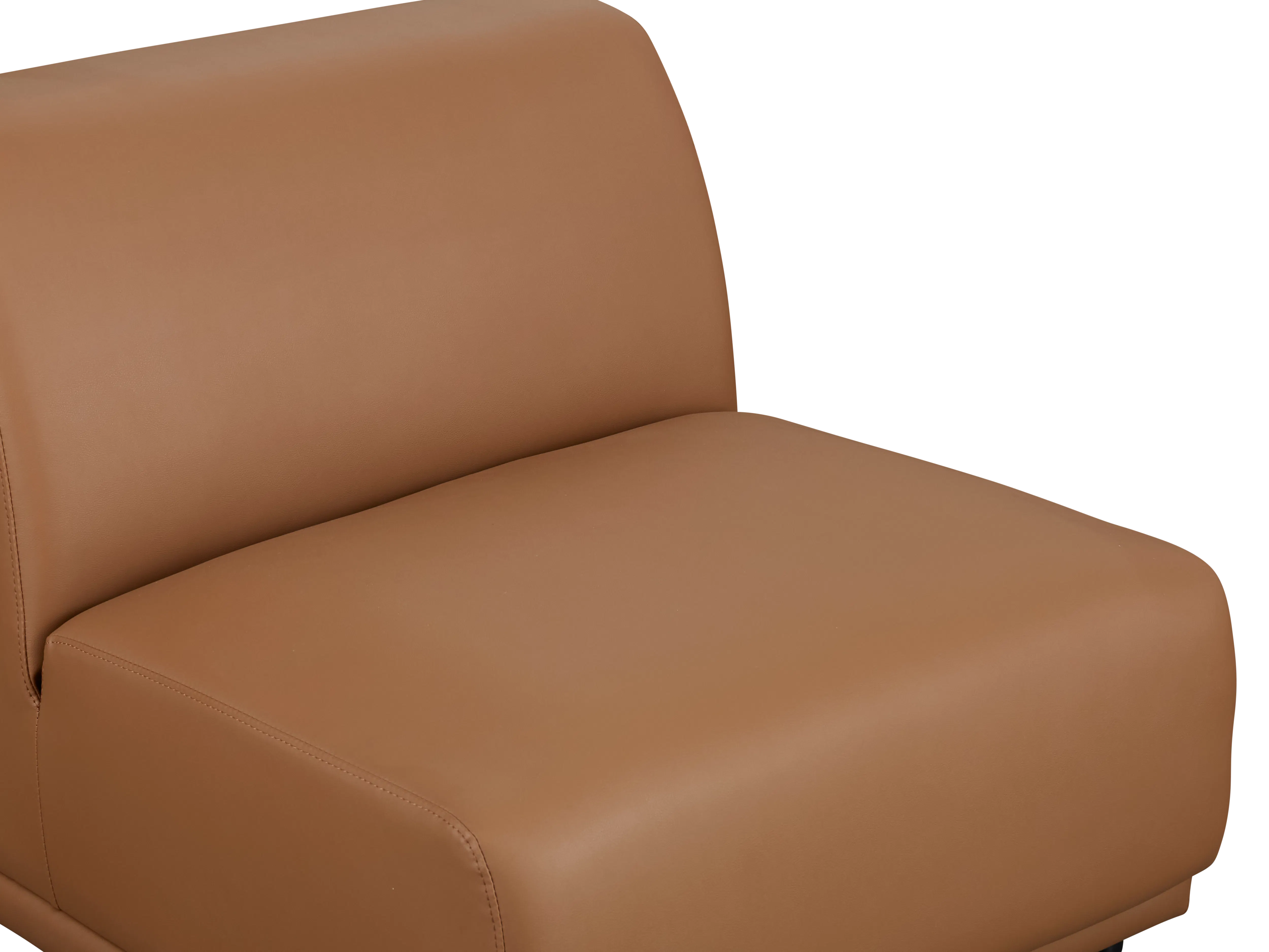 Milan 4 Seater Sofa - Caramel Tan (Faux Leather) - 20 - Leather sofa, brown leather upholstery, smooth texture, high-quality