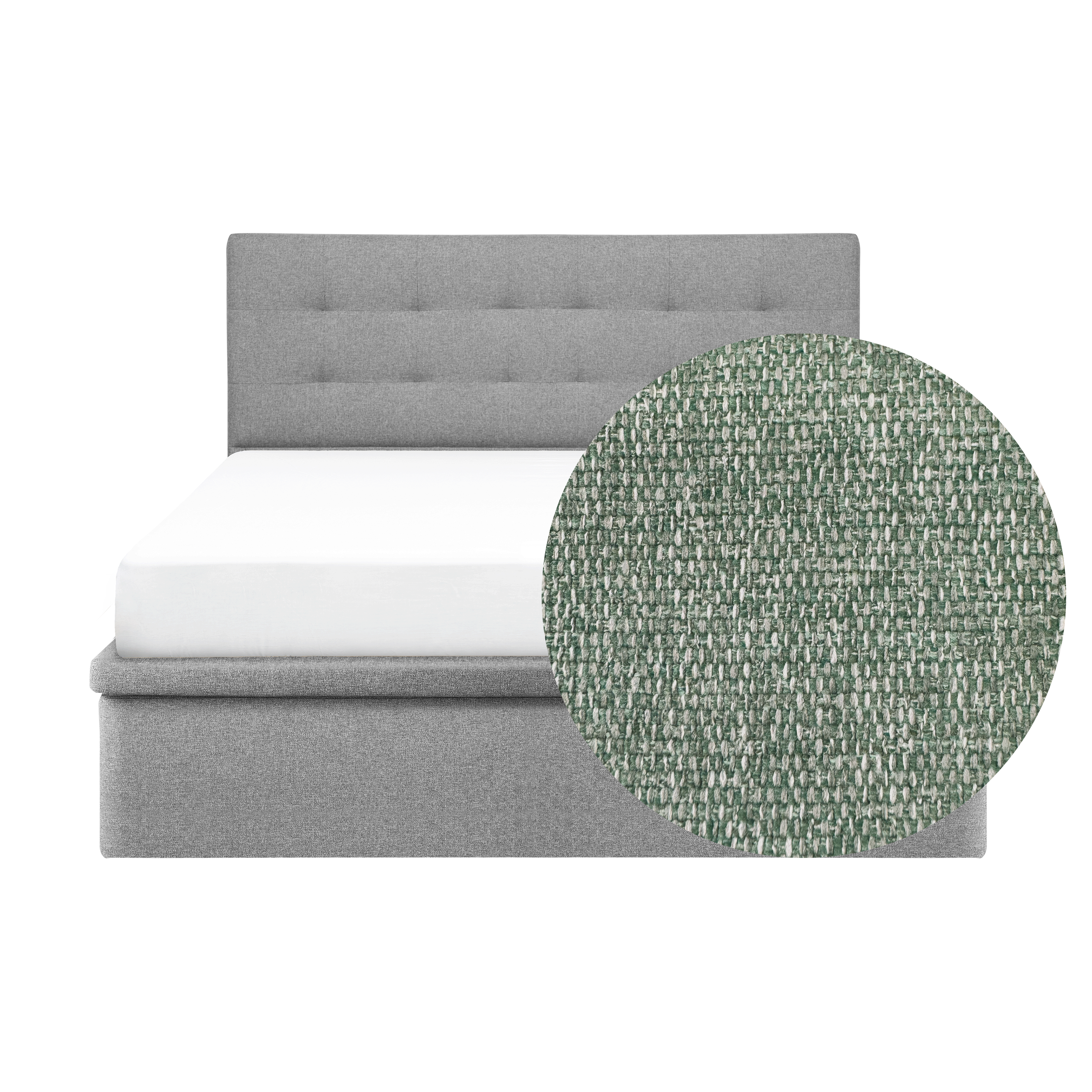 ESSENTIALS Queen Headboard Storage Bed - Forest (Eco Clean Fabric)