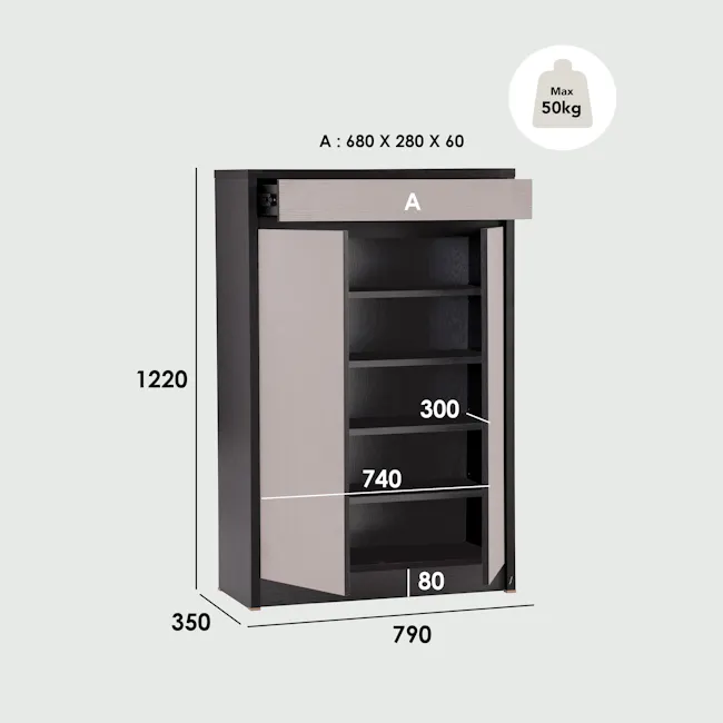Harvey 2 Door Shoe Cabinet - Grey - 9