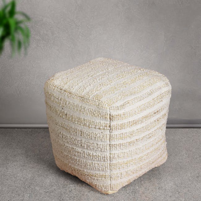 Beii Wool Jute Pouf - 2