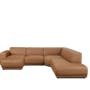 Milan 3 Seater Sofa with Ottoman - Caramel Tan (Faux Leather) - 14