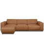 Milan 4 Seater Sofa with Ottoman - Caramel Tan (Faux Leather) - 19