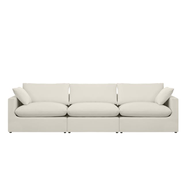 Russell 3 Seater Sofa with Ottoman - Oat (Eco Clean Fabric) - 16